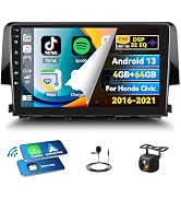 4G+64G Android 13 Car Stereo Radio for Honda Civic 2016-2021 Apple Carplay Android Auto 9" 1280 *...
