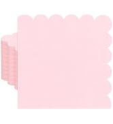 50 Pieces 2-ply Light Pink Napkin Disposable Scalloped Cocktail Napkins Beverage Napkins Dessert ...