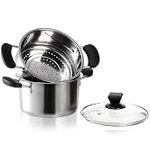 ZENFUN 1.8 Quart Stainless Steel Steamer Pot with Basket, Stock Pot with Glass Lid, Mini Steaming...
