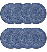 pigchcy Round Placemats Set of 8 Round Table Placemats Braided Cotton Place Mats 15 inch for Kitc...