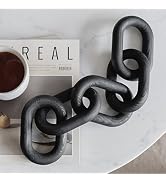PEAKOLY Wood Chain Link Decor - modern coffee table decor items, black chain decor for coffee tab...