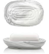 Aenfaiy Elegant Ceramic Soap Dish for Shower with Unique Marble Texture, Decorative Bar Soap Hold...