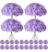 Cherica 100 Pcs Faux Purple Hydrangea Artificial Flowers Bulk, Fake Silk Hydrangea Flowers Heads ...