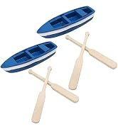 2 Set Mini Tiny Wooden Boat, Beach Style Miniature Ornament Kits for DIY Fairy Garden Dollhouse D...