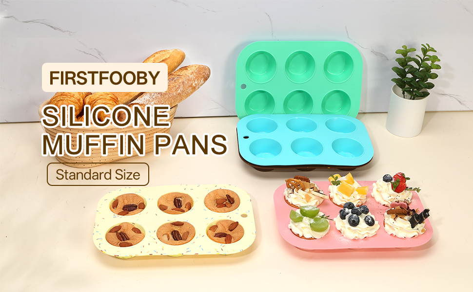 silicone muffin pan for baking regular size nonstick cupcake pan 6 cup muffin tin BPA free