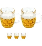 5Pcs Mini Beer Mug Dollhouse Accessories, Yellow Resin Simulation Cups, DIY Craft Miniatures