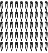 Glossy Coated Black Snap Hair Clips by FLAREANN – 50 PCS, 2 Inch Non-Slip Metal Barrettes, Classi...