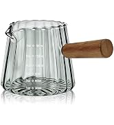 Espresso Measuring Cup 6 Oz, Espresso Glass Cups with Wood Handle, Milk Frothing Cup, Espresso Cu...