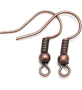 100pcs 20 * 17mm Red Copper Earring Hooks Hypo-allergenic Ear Wires Fish Hooks with Ball and Coil...