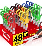 Scissors, BURVAGY 8" Multipurpose Scissor Bulk 48 Pack, Comfort Grip Handles Ultra Sharp Blade Sh...