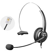 telehybrid Phone Headset Compatible with Yealink Office Desk Phones T2x T3x T4x T5x MP VP Series ...
