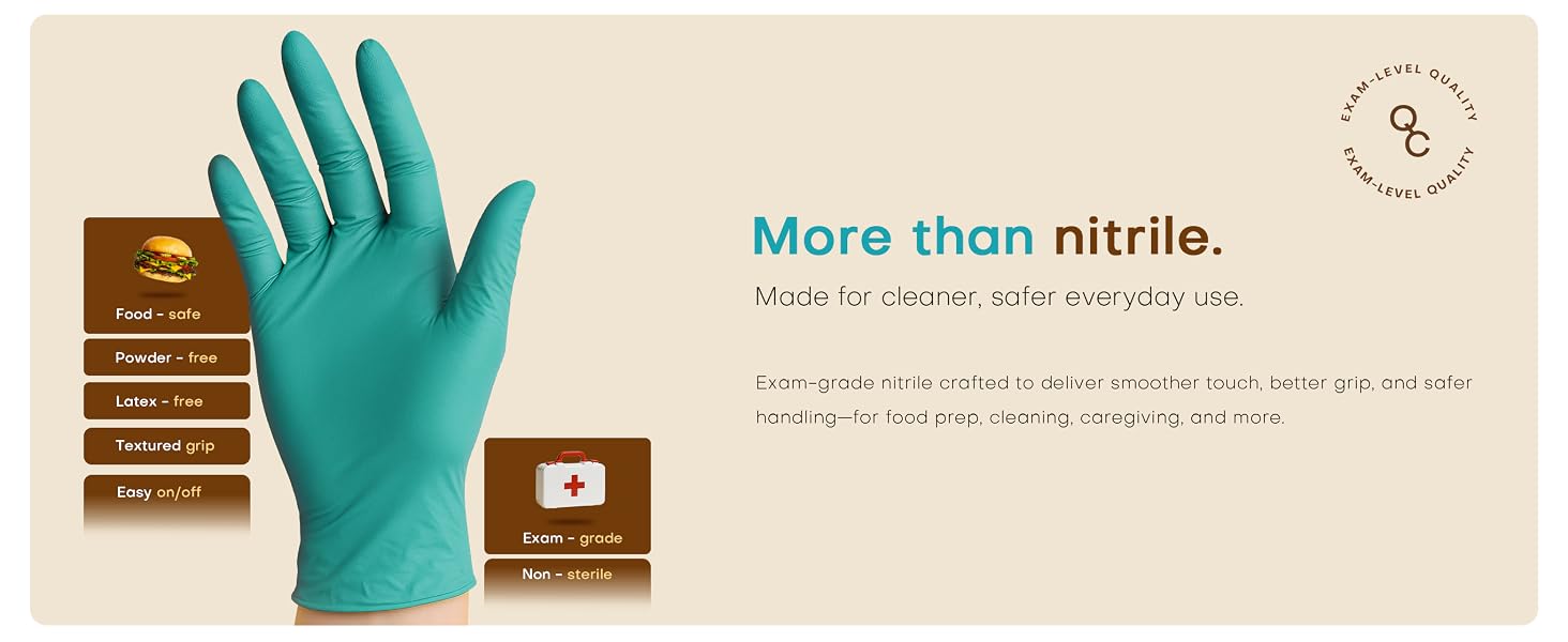 Exam-grade nitrile deliver smoother touch better grip safer handling food prep cleaning caregiving