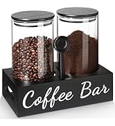 gmisun Coffee Container, 2 Pcs 50 Fl oz Airtight Bean Storage Canister, Black Glass Ground Coffee...