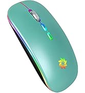 LED Wireless Mouse Slim Silent Mouse 2.4G Rechargeable Wireless Computer Mouse Wireless Mouse for...
