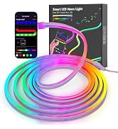 JIMIMORO Neon Rope Lights - 9.8ft RGB LED Strip with App Control, Music Sync, Flexible DIY Design...