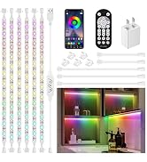 6 Pcs Under Cabinet Lights Kit,Music Sync Color Changing LED Lights with App & RF Remote,Dimmable...