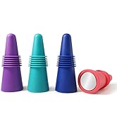 Wine Stoppers,Wine Bottle Stopper,Reusable Wine Bottle Stoppers,4 Pack Multicolor Silicone Wine S...
