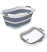 ddLUCK Multi-Functional Collapsible Pet Bathtub with Drainage Hole, 3 Handled Dog Bath Tub, Porta...