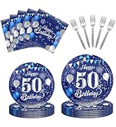 50th Birthday Decorations for Men Navy Blue Silver 50th Birthday Party Supplies Happy 50th Birthd...