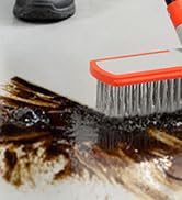 MAVRIZ Stainless Steel Concrete Brush with Long Handle - Heavy Duty Deck Brush for Concrete Clean...