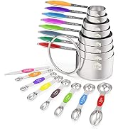 Measuring Cups and Magnetic Measuring Spoons Set, Wildone Stainless Steel 16 Piece Set, 8 Measuri...