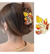 Fall Maple Leaf Hair Clips Autumn Thanksgiving Hair Claw Clips Strong Hold Hair Grip Clips Hair A...