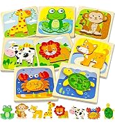 Benresive Wooden Toddler Puzzles Ages 1-3, Montessori Toys for 1 2 3 Year Old Boys Girls, 8 Pack ...