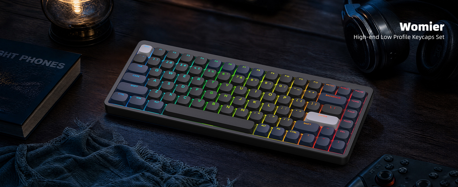 Low Profile Keycaps - Shine Through Keycaps 60 65 75 100 Percent, Keyboard Key caps PBT