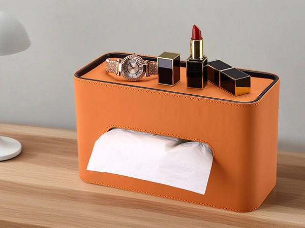 square tissue box cover orange