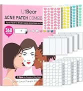LitBear 3 IN 1 Pimple Patches for Face, 7 Sizes 368 Counts Acne Patches, Hydrocolloid Patches for...
