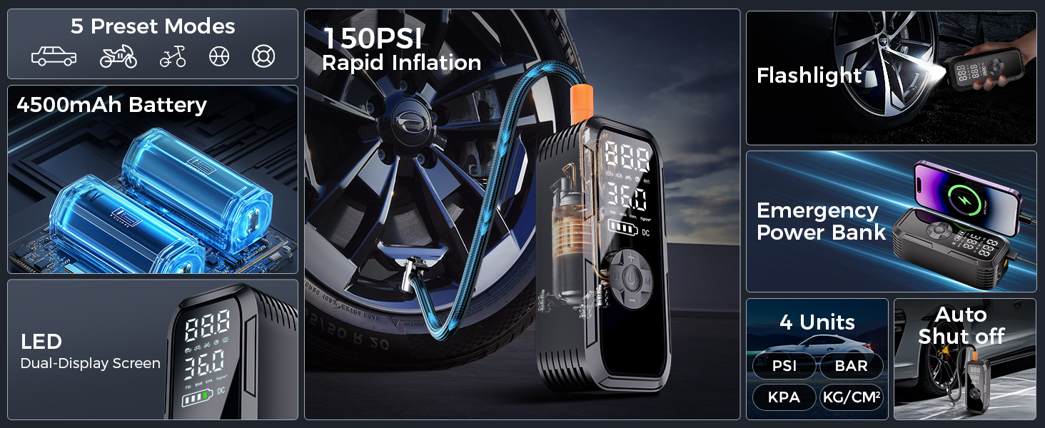 Tire Inflator Portable Air Compressor
