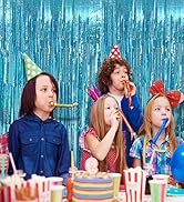 2 Pack Blue Streamers Blue Party Decorations Tinsel Foil Fringe Curtains Photo Backdrop Celebrati...