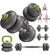 LIFERUN 45/67 LB Adjustable Dumbbell Set, Soft PVC, 4-in-1 Home Gym Set | Used as Barbell, Dumbbe...