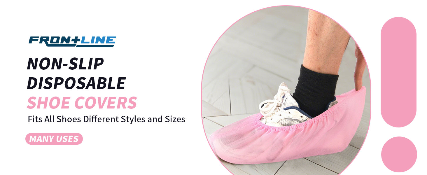 Disposable shoe covers pink booties indoor foot protectors waterproof non-slip home guests workers