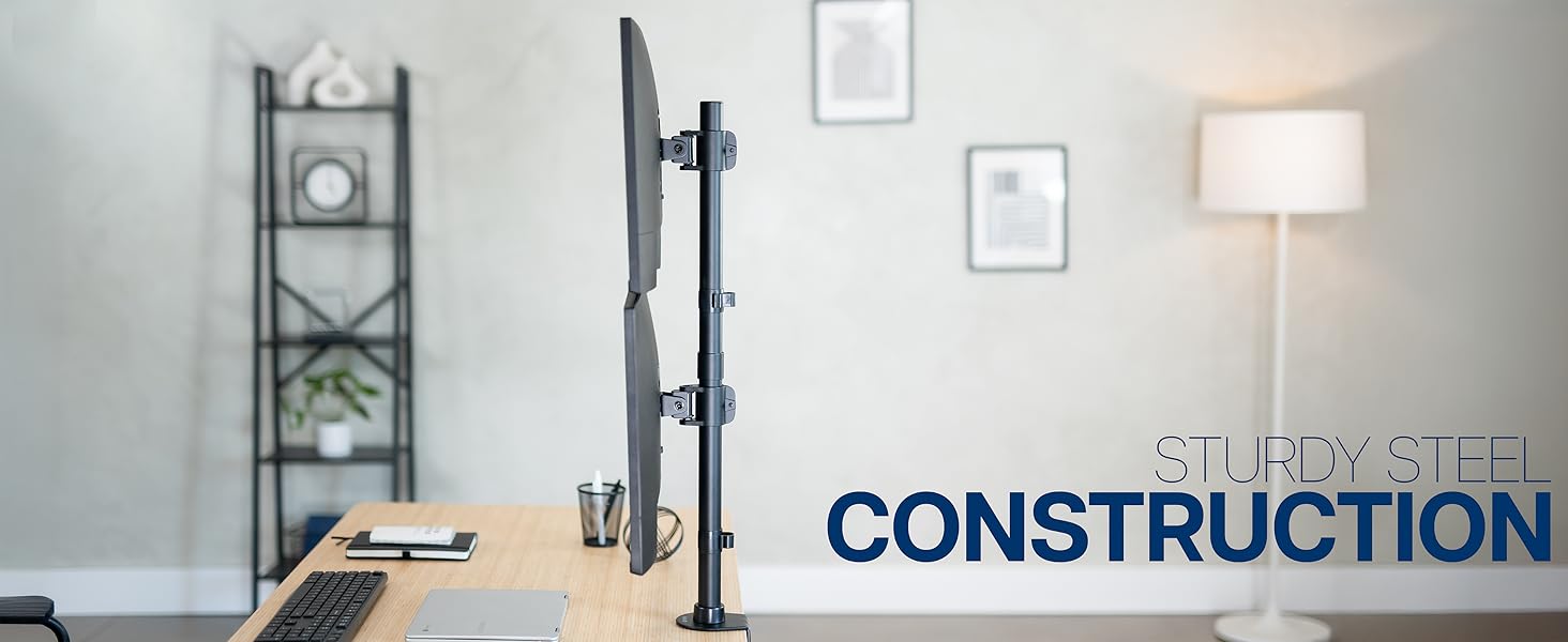 vertical dual monitor desk mount stacked dual monitor mount dual monitor mount steel construction