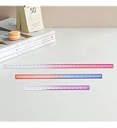 Honagu 3 Pack Acrylic Clear Ruler, Color Transparent Plastic Ruler, Measuring Tools for Student S...