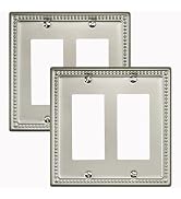 Kisrvopn Metal Outlet Covers Wall Plates, Satin Nickel Beadboard Switch Plate Cover, Receptacle L...