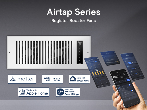 Register Booster Fan Improves Heating Cooling 10-Speed Control Bluetooth App Control