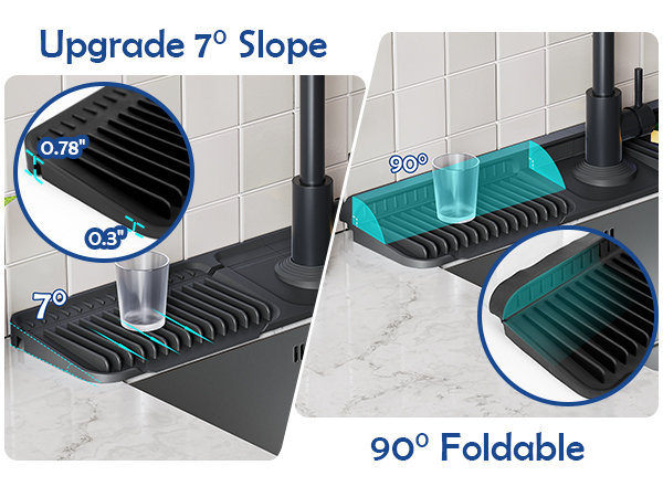 24"Longer Silicone Faucet Mat For Kitchen Sink Splash Guard