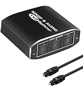 3 Port Digital Optical Splitter,SPDIF TOSLINK Digital Optical Audio Splitter 1x3(1 in 3 Out),Audi...