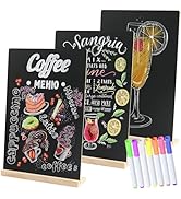 Double-Sided Small Chalkboard Signs (8 x 12 Inch) - Set of 3 with Stand & 7 Liquid Chalk Markers ...