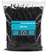500 Pack 12 Inch Heavy Duty Zip Ties 120 lb, Black Industrial Cable Ties UV Resistant Nylon for I...
