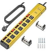 CRST 6-Outlet Heavy Duty Power Strip with USB and Individual Switches, 1200 Joules Metal Mountabl...