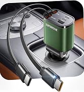 SUPERONE 5 in 1 Retractable Car Charger with Dual Type C Cables, 90W Fast Charging USB C Car Acce...