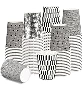 RUSPEPA Disposable Paper Cups 9oz - 100 Pack Black and White Design Printed Paper Coffee Drinking...