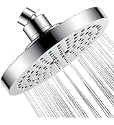 BRIGHT SHOWERS High Pressure Shower Head, 6 Inch Rain Shower Head, 2 Spray Settings Rainfall Show...