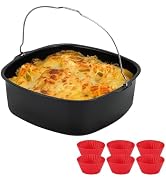 8inch Square Non Stick Cake Mold Air Fryer Pan Stainless Steel Baking Tray Pan Roasting Basket Ba...