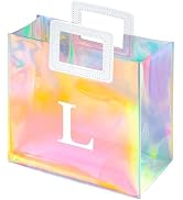 VUOJUR 8.3'' Holographic Letter Gift Bag for Women Girls Birthday Personalized Reusable Party Bag...