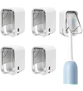 OIZOIZ 4 Pack Mini Toothbrush Holder Wall Mounted with Cover, Single Slot Toothbrush Storage Orga...