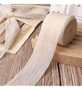 ZNZAKKA Ivory Lace Ribbon 1-1/2''x10yds Chiffon Crinkle Ribbon for Crafts Bouquet Gift Wrapping, ...
